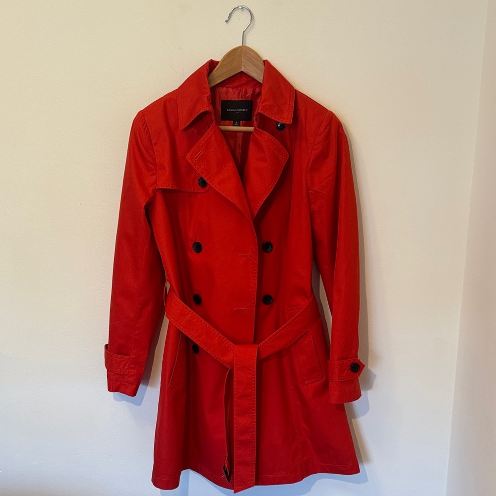 Banana Republic Bold Red Trench Coat